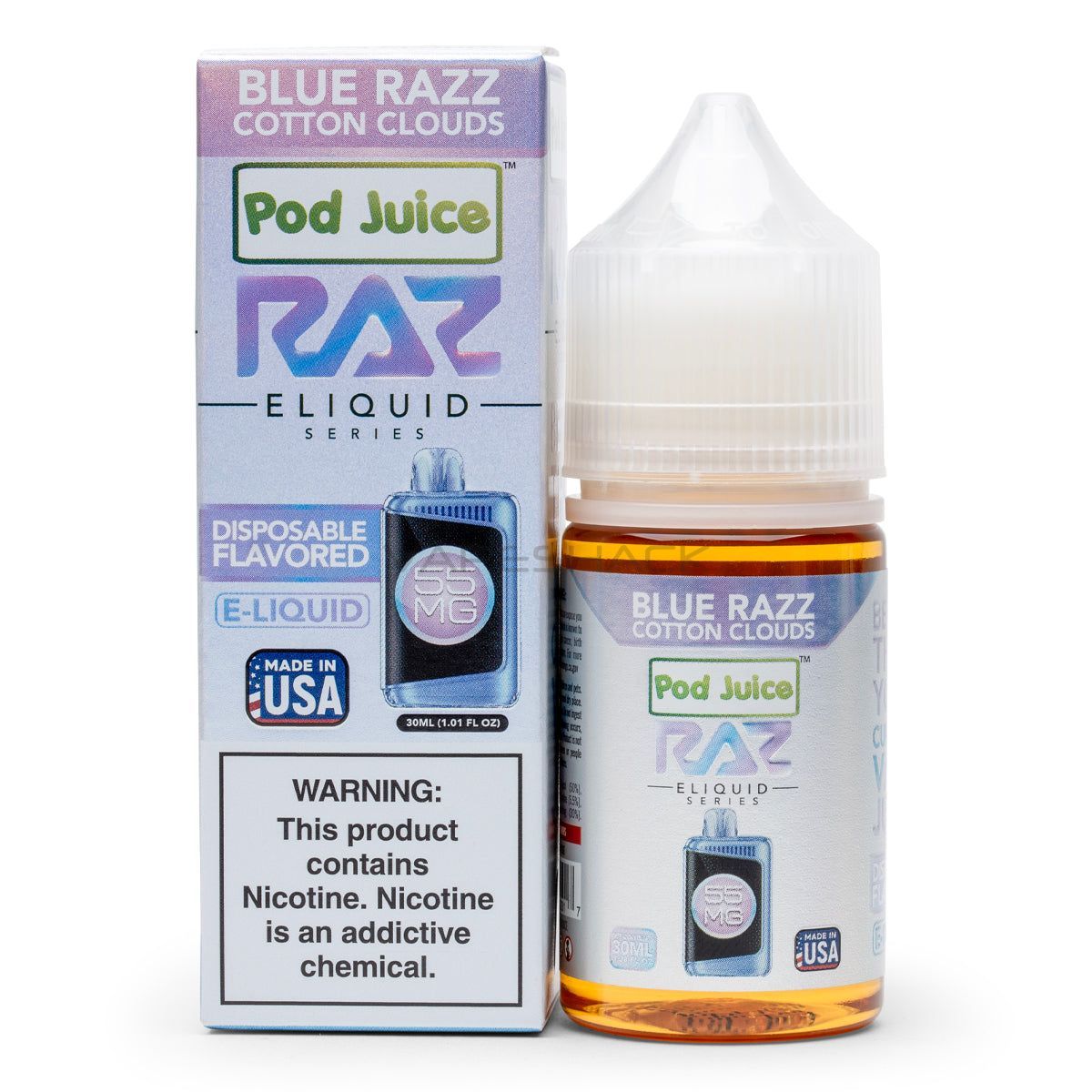 Blue Razz Cotton Clouds - Pod Juice X Raz E-Liquid - 30ML