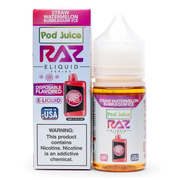 Straw Watermelon Bubblegum Ice - Pod Juice X Raz E-Liquid - 30ML