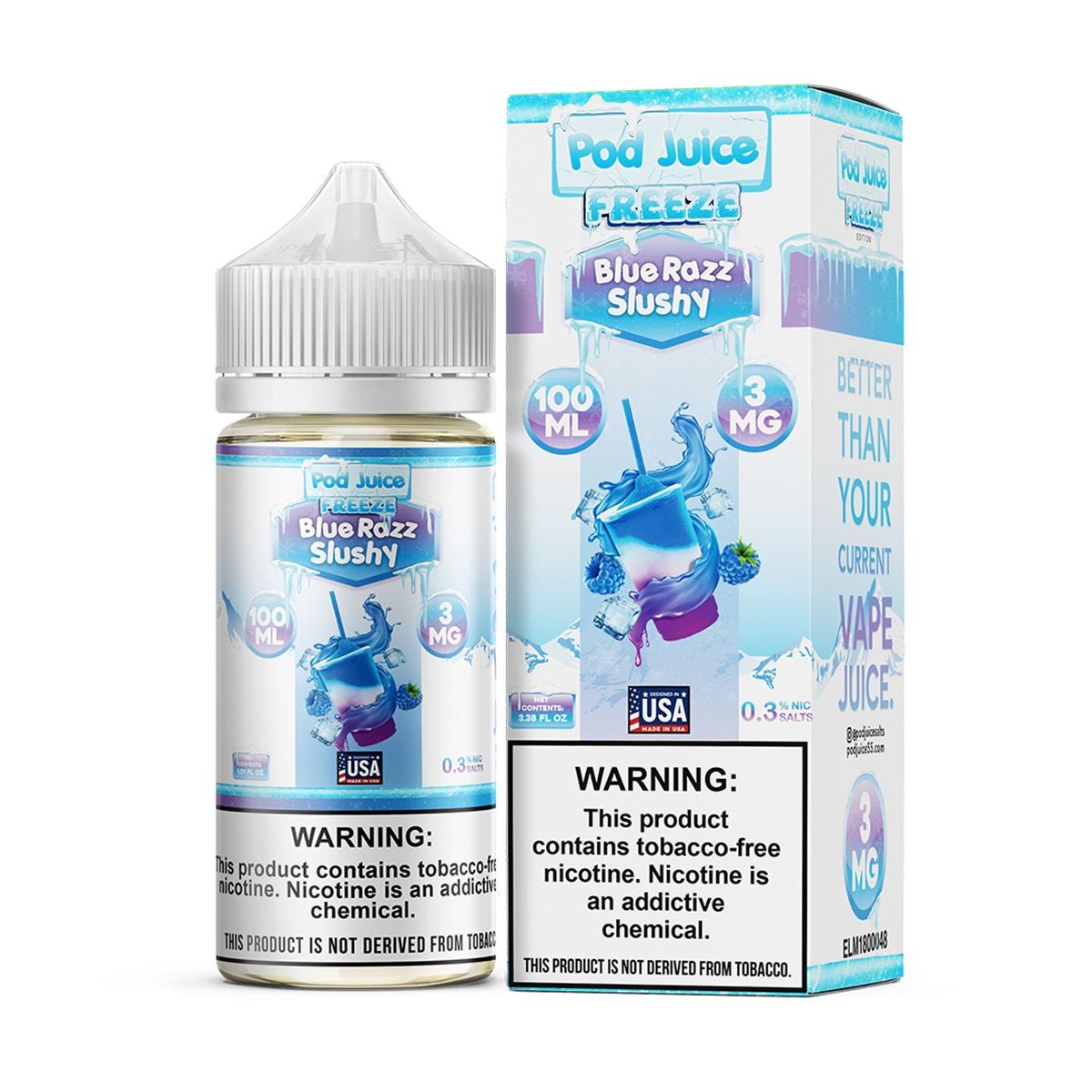 Blue Razz Slushy Freeze - Pod Juice E-Liquid - 100ML