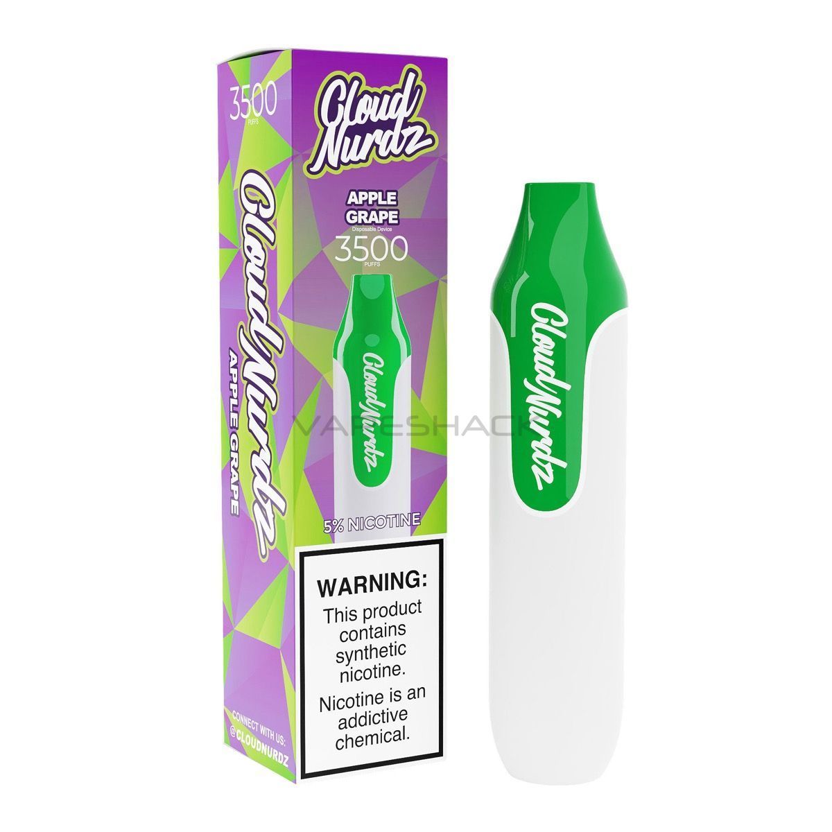 Cloud Nurdz Disposable - 3500 Puffs-Apple Grape - 1